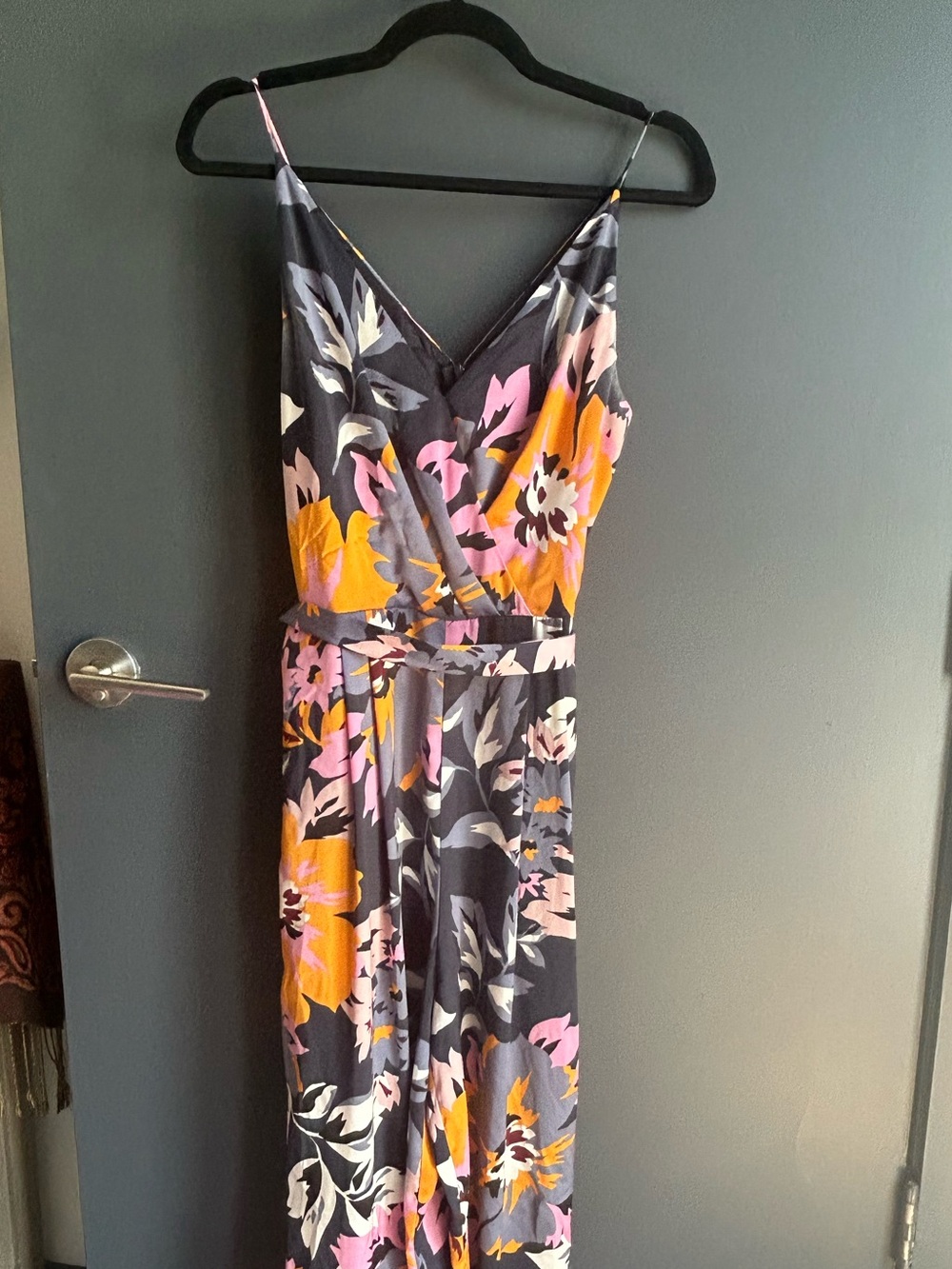 H&M Black Floral Jumpsuit with Pink & Yellow Print